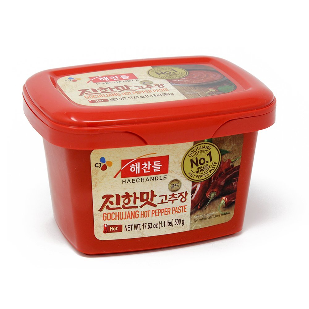 CJ Haechandle Gochujang - Hot Pepper Paste, Korean Traditional Fermented Jang, Made with Red Hot Chili Peppers, Sweet  Spicy Flavor, 1.1 Lb (Pack of 1)