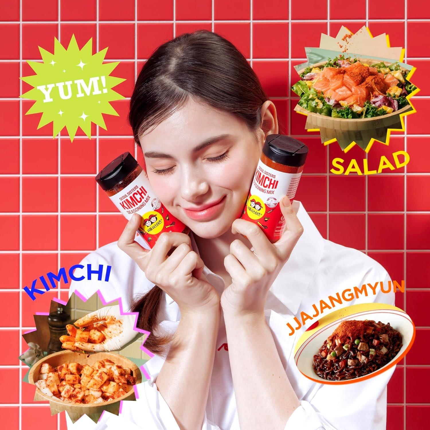 SEOUL SISTERS Korean Kimchi Powder Seasoning Mix 3.5 oz (100g) 1EA - ORIGINAL Spicy Seasoning Mix, Rich in Probiotics, Delicious Barbecue Dry Rub for Chicken Pork Fish Vegetables