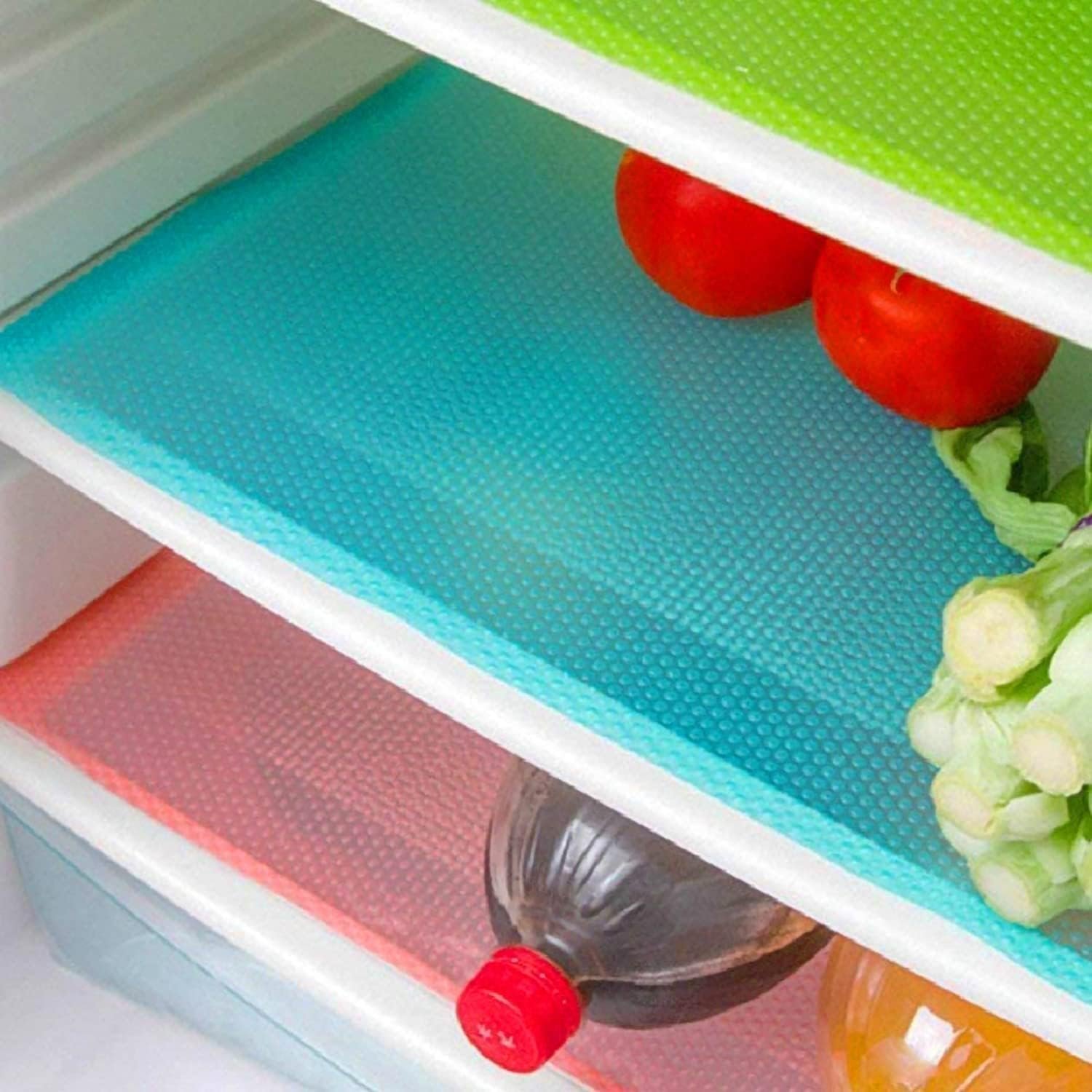 Aiosscd 7 PCS Shelf Mats Antifouling Refrigerator Liners Washable Refrigerator Pads Fridge Mats Drawer Placemats Home Kitchen Gadgets Accessories Organization for Top Freezer(2green+2pink+3blue)