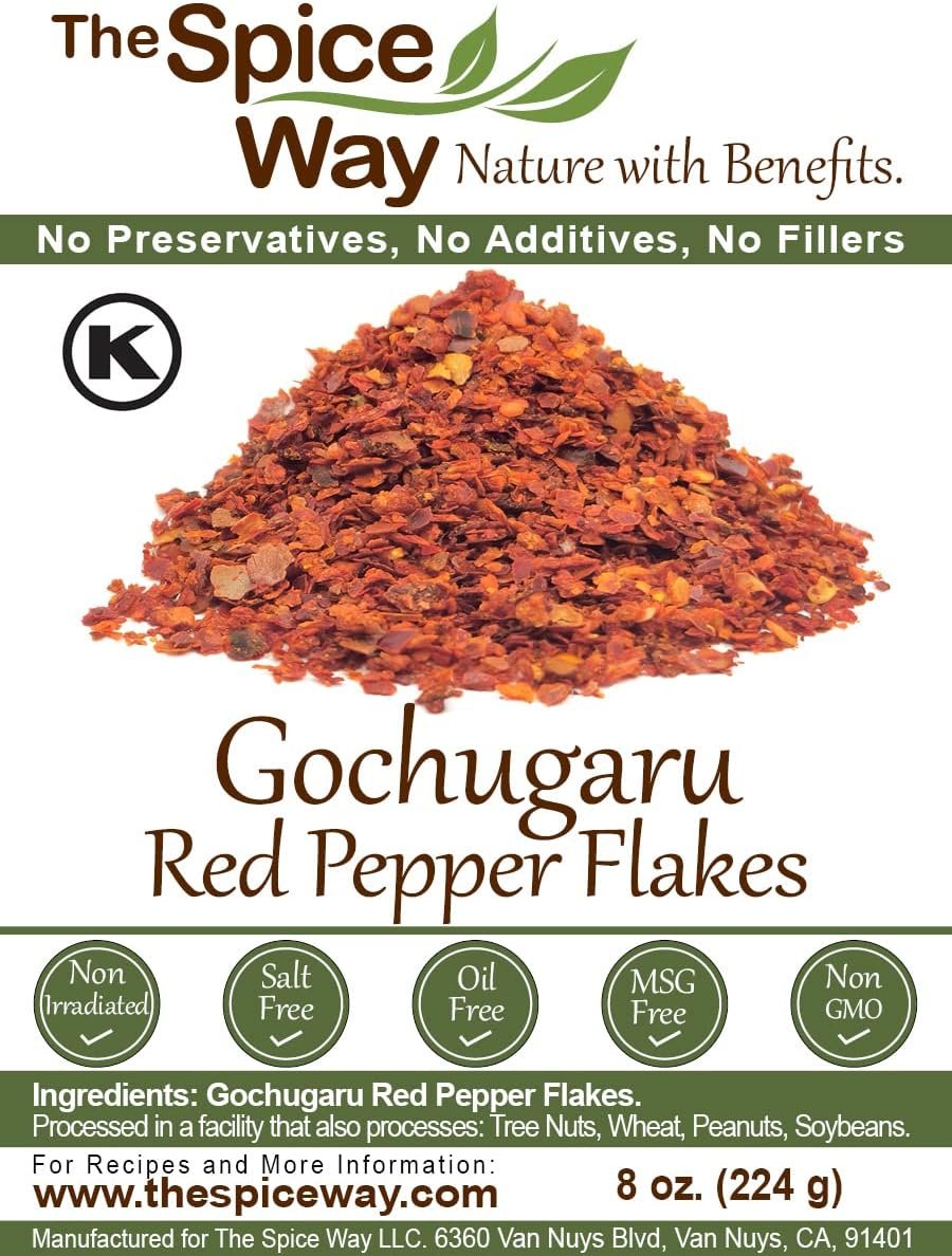 The Spice Way Gochugaru korean red pepper flakes - 8 oz – Premium Quality red pepper flakes  All-Natural Seasoning - Perfect Ingredient for Kimchi, Stir-Fries, Soups and More
