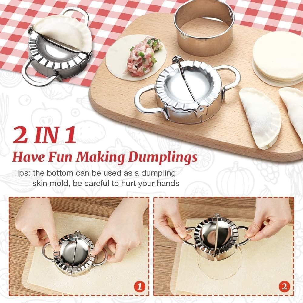 [13 Pieces Upgraded] 6 Pieces Ravioli Maker Cutter Stamp Set with Wooden Handle Four Shapes and 7 Pieces Stainless Steel Dumplings Maker Three Sizes–For Ravioli, Pasta, Dumplings, Lasagna