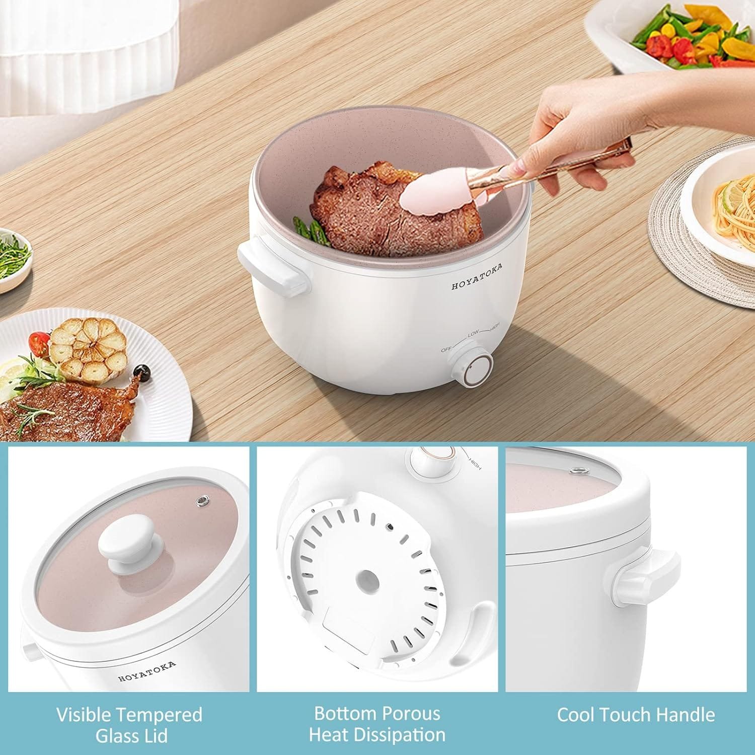 Electric Hot Pot, 2L Portable Non-Stick Electric Cooker with Steamer, Mini Electric Pot Ramen Cooker for Sauté, Stir Fry, Steak, Eggs, Oatmeal, Ramen, Soup for Dorm, Office, White Electric Hot Pot, 2L Portable Non-Stick Electric Cooker with Steamer, Mini Electric Pot Ramen Cooker for Sauté, Stir Fry, Steak, Eggs, Oatmeal, Ramen, Soup for Dorm, Office, White