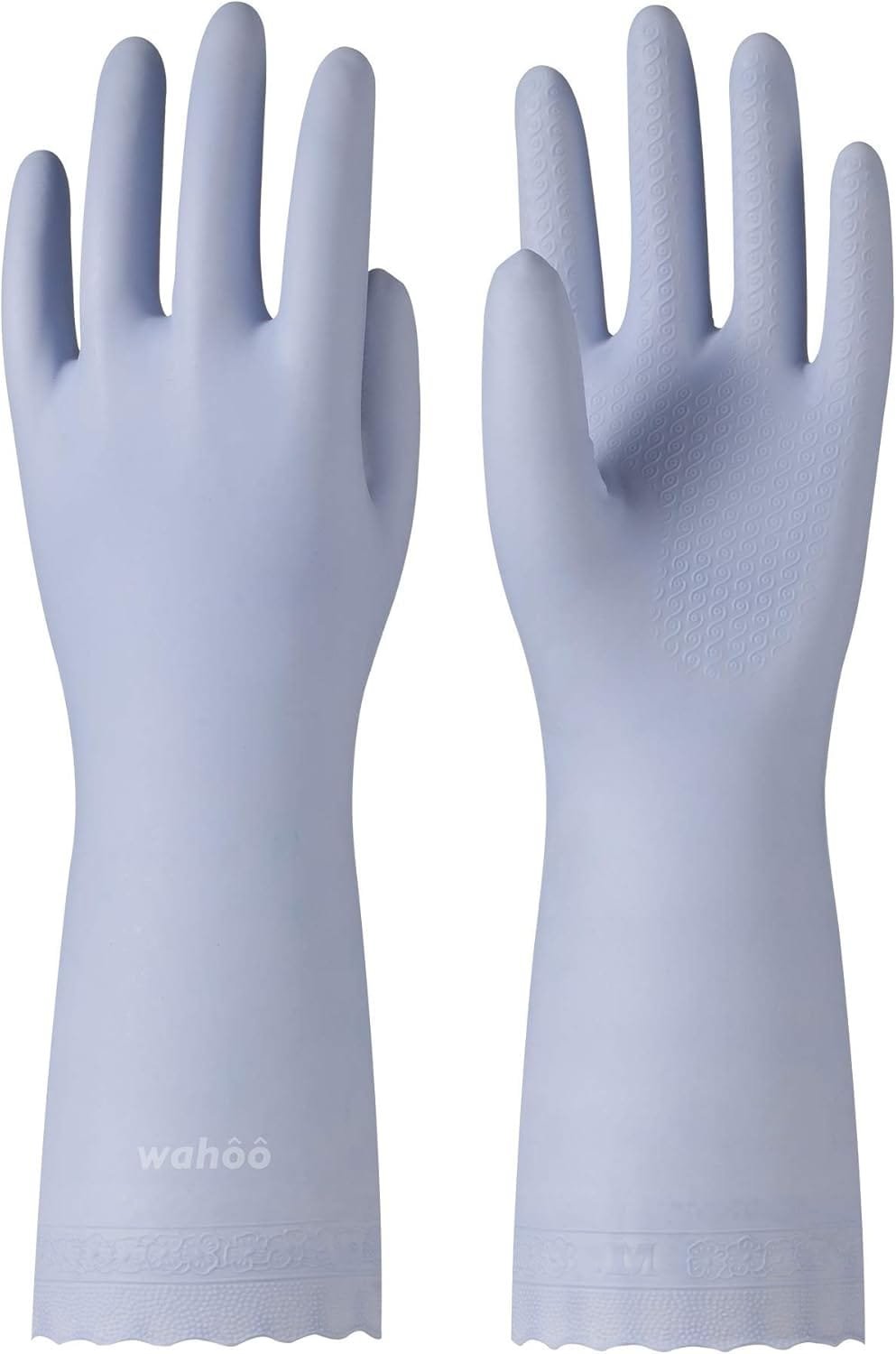 LANON 3 Pairs wahoo Skin-Friendly Cleaning Gloves, Unlined Dishwashing Kitchen Gloves, Reusable, Non-Slip, Surf Spray, Medium