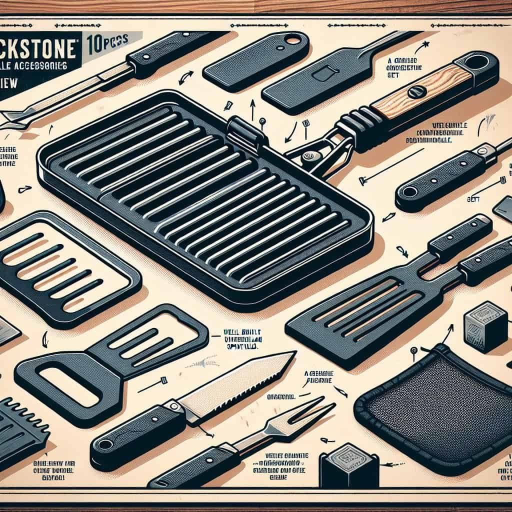 CEKEE 10PCS Blackstone Griddle Accessories Kit, Flat Top Grill Accessories Kit for BBQ and Camp Chef, Grill Spatula Set with Enlarged Griddle Spatula, Burger Press, Scraper for Outdoor BBQ Cooking